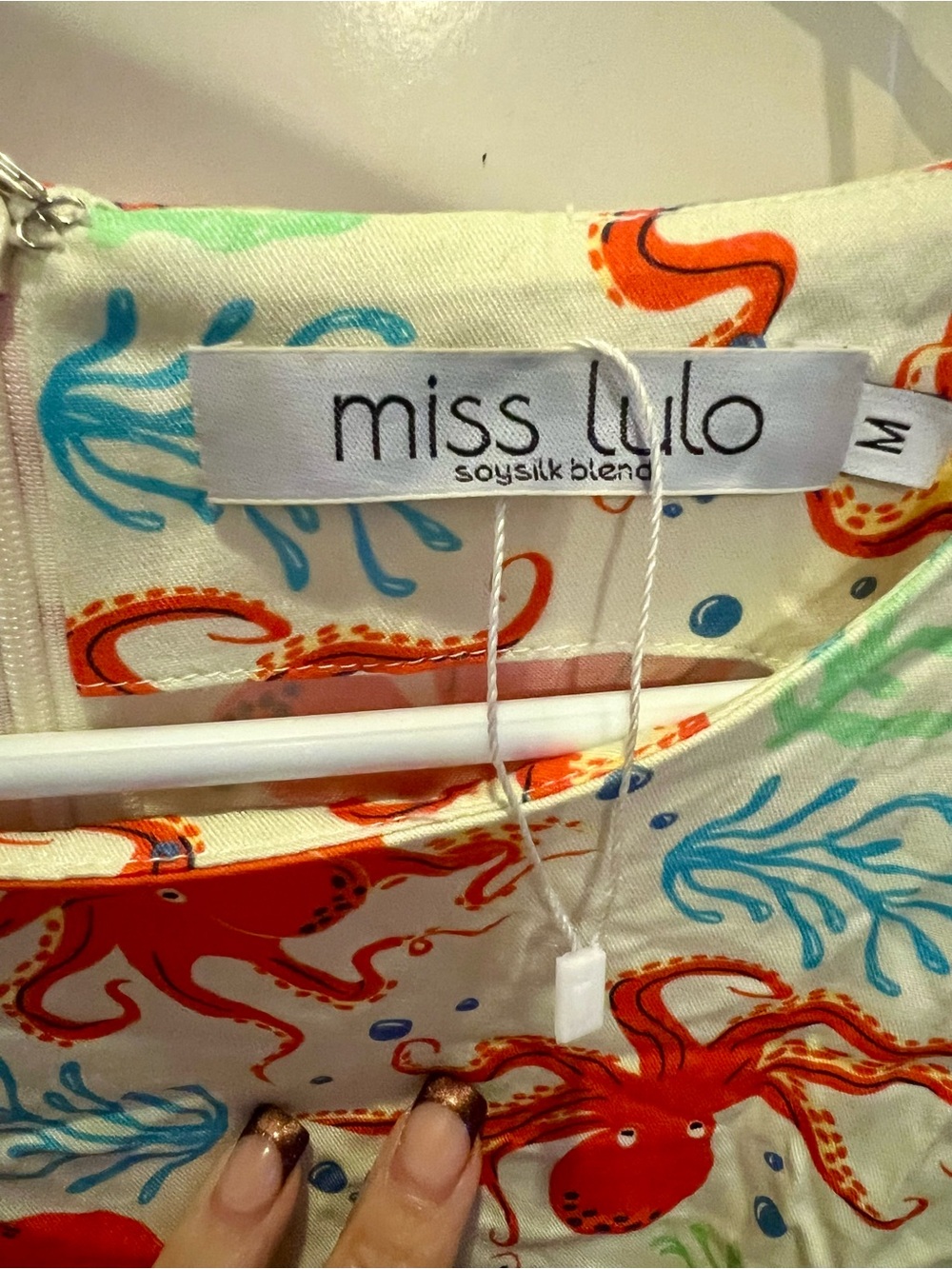 Miss Lula Cream Sleeveless Dress with Octopus Print